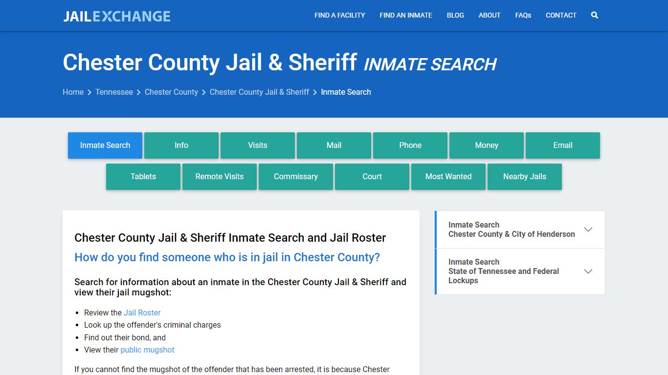 Inmate Search: Roster & Mugshots - Chester County Jail & Sheriff, TN